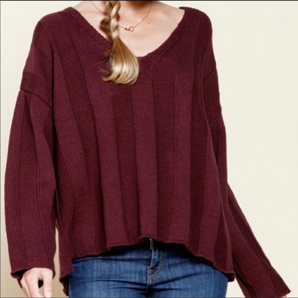 Tops - NWOT SWEATER  V NECK RIBBED KNIT
